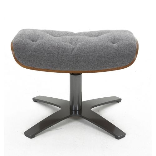 Pouf Tissu et Chêne Naturel - Aludra