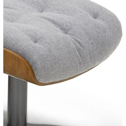 Pouf Tissu et Chêne Naturel - Aludra