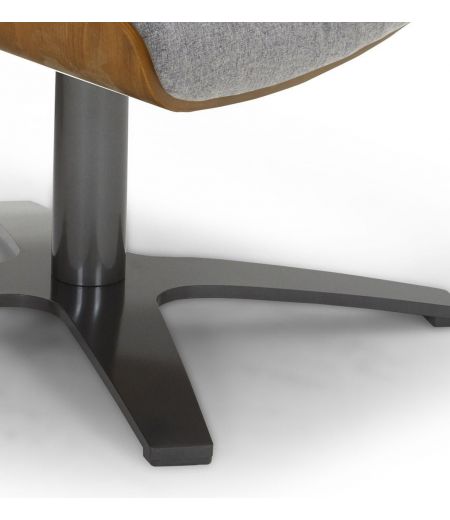 Pouf Tissu et Chêne Naturel - Aludra