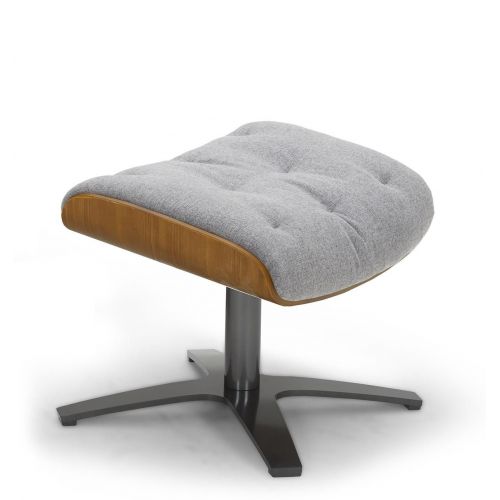 Fabric and Natural Oak Pouffe - Aludra