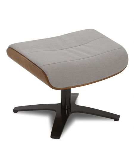 Pouf Fabric or Velvet and Natural Oak - Véga - Grey