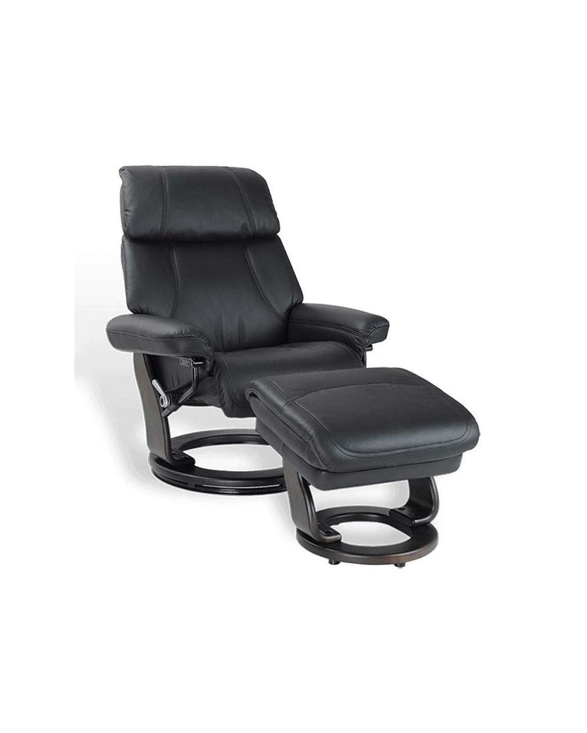 fauteuil -relaxation-cuir- manuel -television- -noir- inclinable-minorque