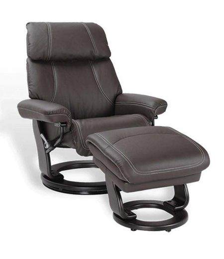 fauteuil -relaxation-cuir- manuel -television- -marron- reposepieds-minorque