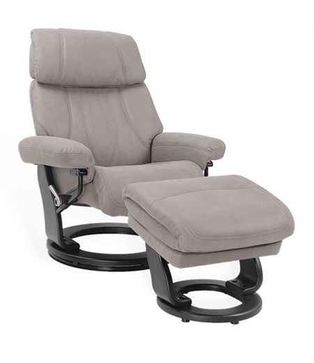 Manual Relaxation Armchair - Leather and Microstar - MINORCA - Grey