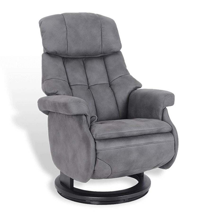 Design Relaxation Armchair with Integrated Pouf - Leather and Microstar - COZY
