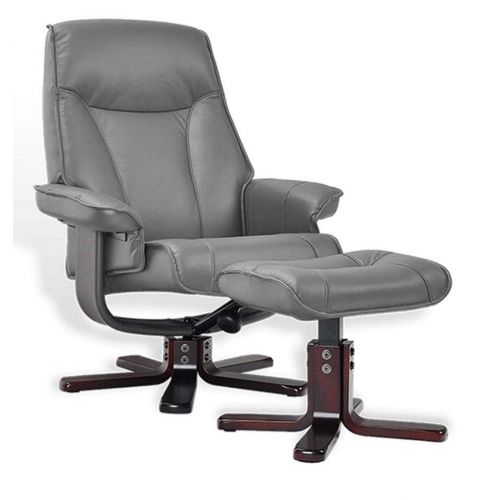fauteuil -relaxation-cuir-gris-repose pied - nautes