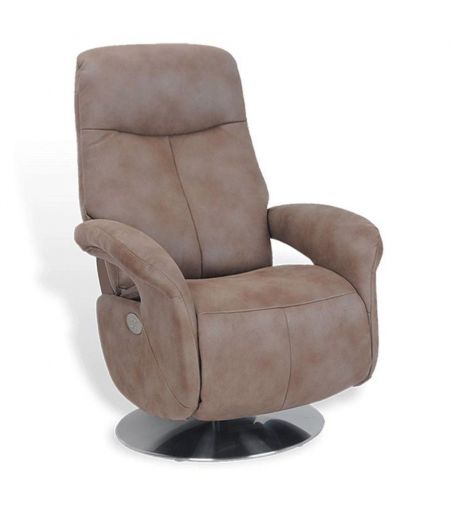 Electric Relaxation Armchair - Leather and Microstar - TOLMA - Chocolate