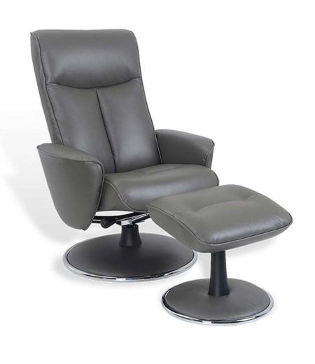 Manual Relaxation Armchair - Leather and Microstar - NEPHOS - Anthracite