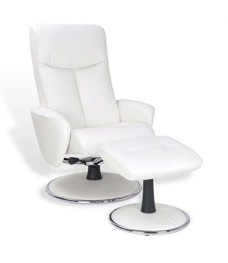 Manual Relaxation Armchair - Leather and Microstar - NEPHOS - White