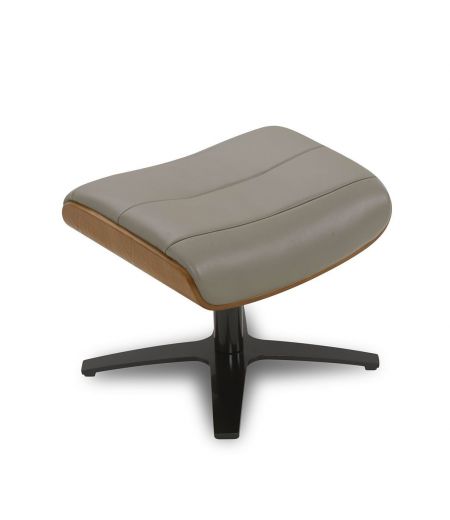 Fauteuil et Pouf relax manuel - Cuir et Chêne Naturel - VEGA