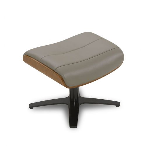 Fauteuil et Pouf relax manuel - Cuir et Chêne Naturel - VEGA