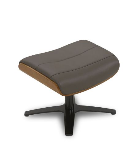 Fauteuil et Pouf relax manuel - Cuir et Chêne Naturel - VEGA