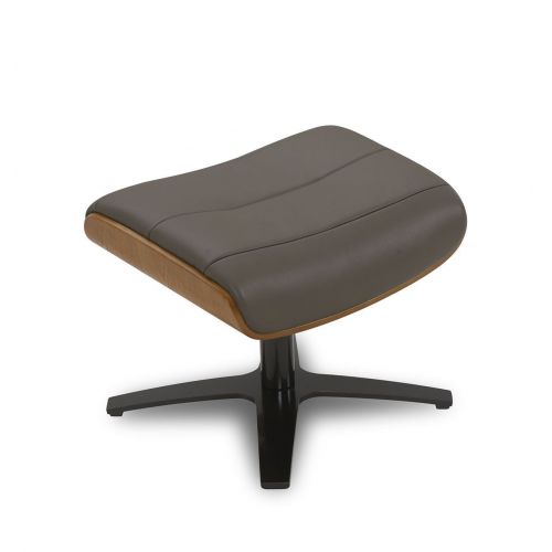 Fauteuil et Pouf relax manuel - Cuir et Chêne Naturel - VEGA