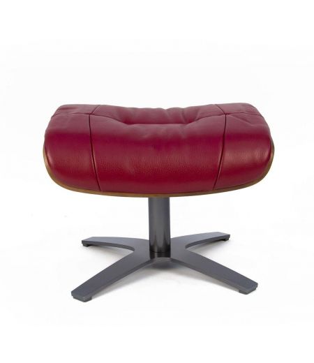 Fauteuil et Pouf relax manuel - Cuir et Chêne Naturel - VEGA