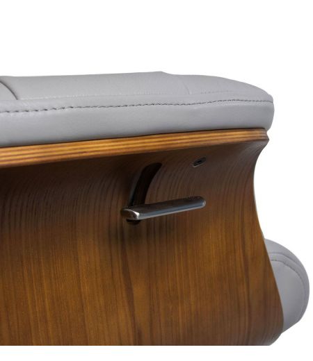 Fauteuil et Pouf relax manuel - Cuir et Chêne Naturel - VEGA