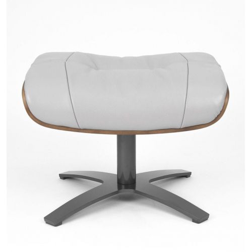 Fauteuil et Pouf relax manuel - Cuir et Chêne Naturel - VEGA