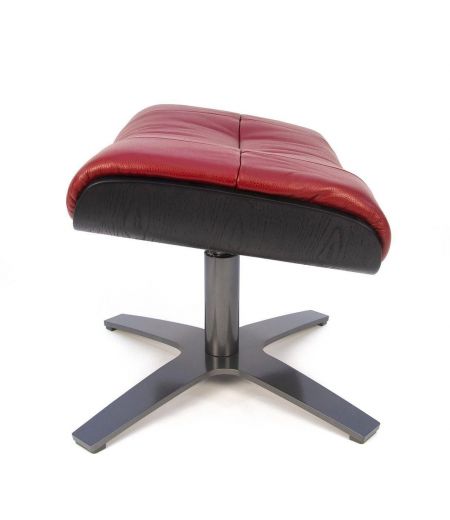 Fauteuil et Pouf relax manuel - Cuir et Chêne Noir - VEGA