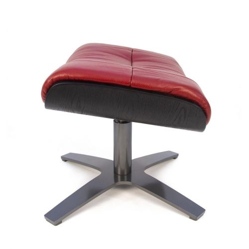 Fauteuil et Pouf relax manuel - Cuir et Chêne Noir - VEGA