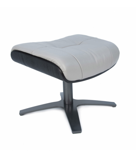 Fauteuil et Pouf relax manuel - Cuir et Chêne Noir - VEGA