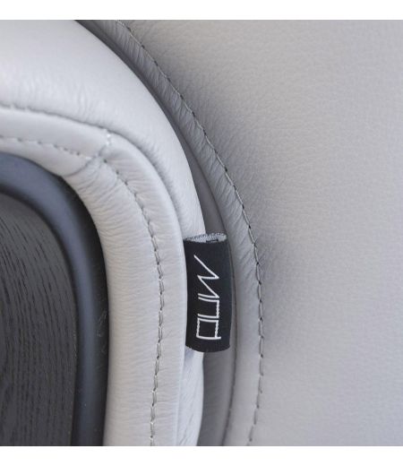 Fauteuil et Pouf relax manuel - Cuir et Chêne Noir - VEGA