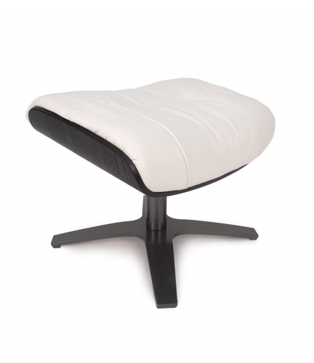 Fauteuil et Pouf relax manuel - Cuir et Chêne Noir - VEGA