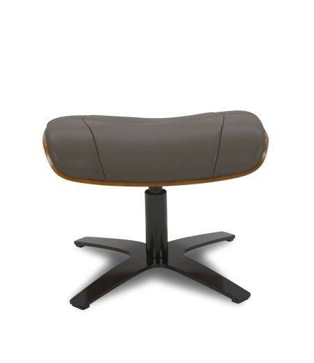 Ensemble fauteuil + pouf cuir et chêne naturel - Naos