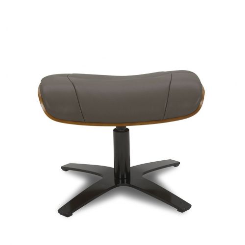 Ensemble fauteuil + pouf cuir et chêne naturel - Naos