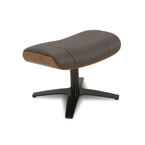 Ensemble fauteuil + pouf cuir et chêne naturel - Naos