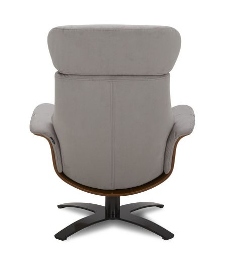 Fauteuil et Pouf relax manuel - Tissu ou Velours et Chêne Naturel - VEGA