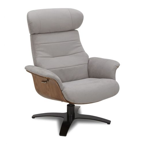 Fauteuil et Pouf relax manuel - Tissu ou Velours et Chêne Naturel - VEGA