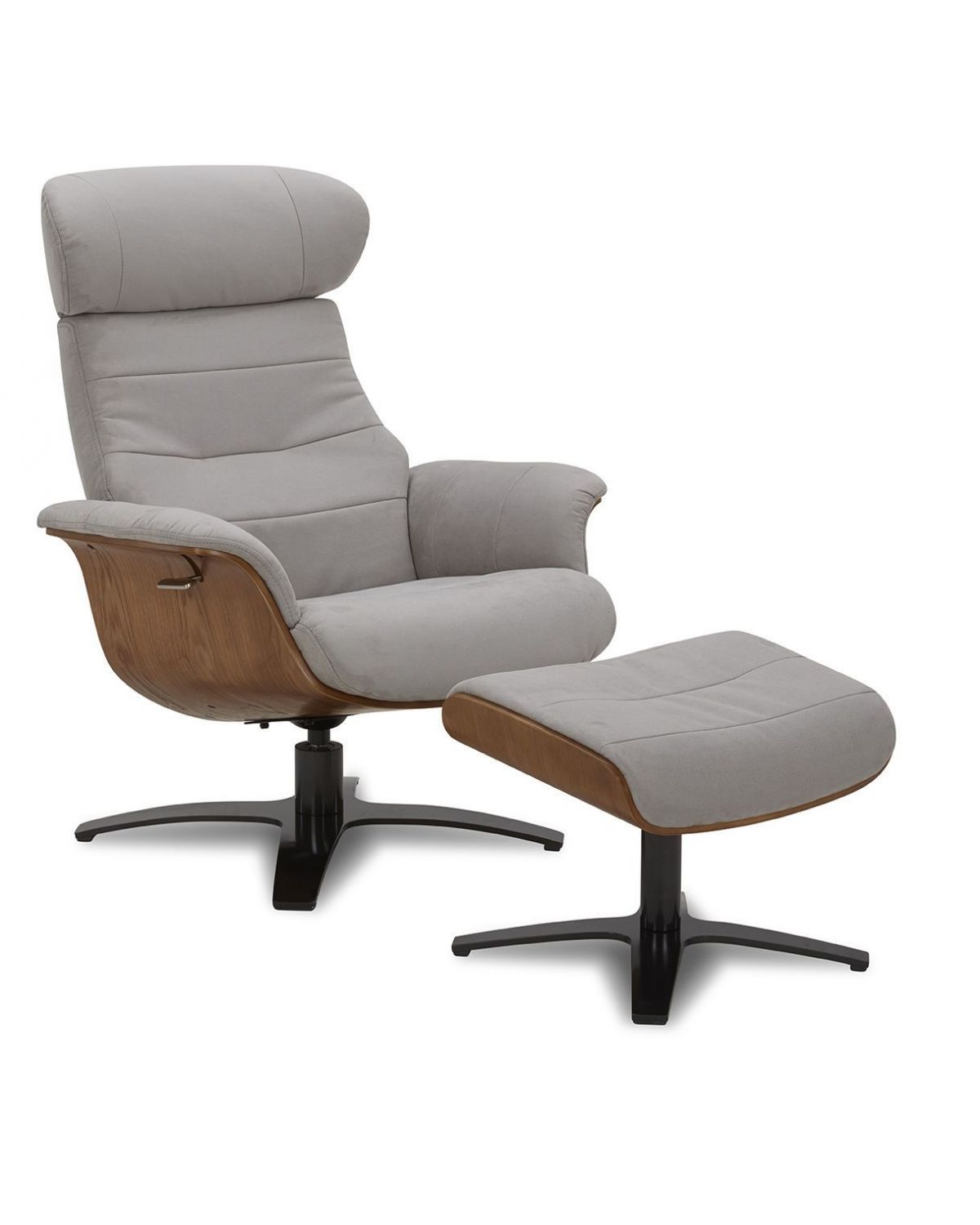 Fauteuil et Pouf relax manuel - Tissu ou Velours et Chêne Naturel - VEGA