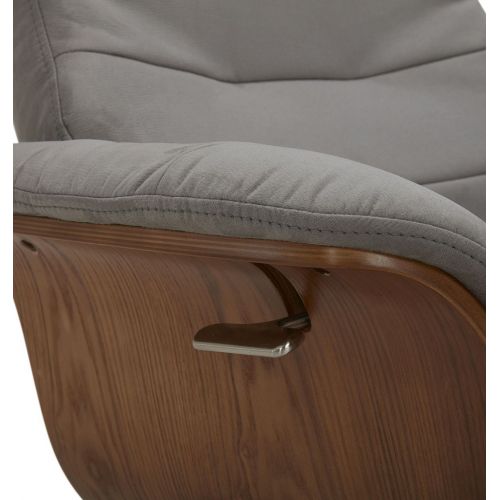 Fauteuil et Pouf relax manuel - Tissu ou Velours et Chêne Naturel - VEGA