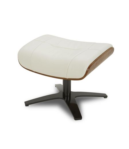 Ensemble fauteuil + pouf cuir et chêne naturel - Naos