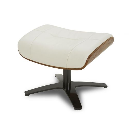 Ensemble fauteuil + pouf cuir et chêne naturel - Naos