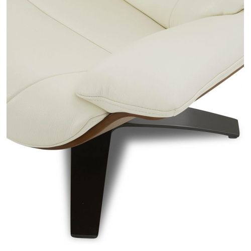 Ensemble fauteuil + pouf cuir et chêne naturel - Naos