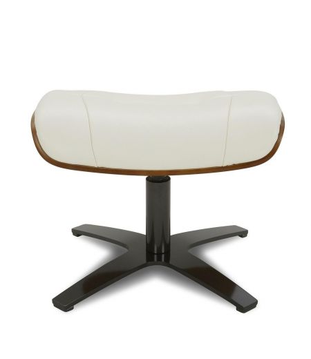 Ensemble fauteuil + pouf cuir et chêne naturel - Naos