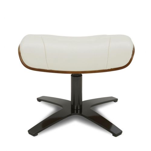 Ensemble fauteuil + pouf cuir et chêne naturel - Naos