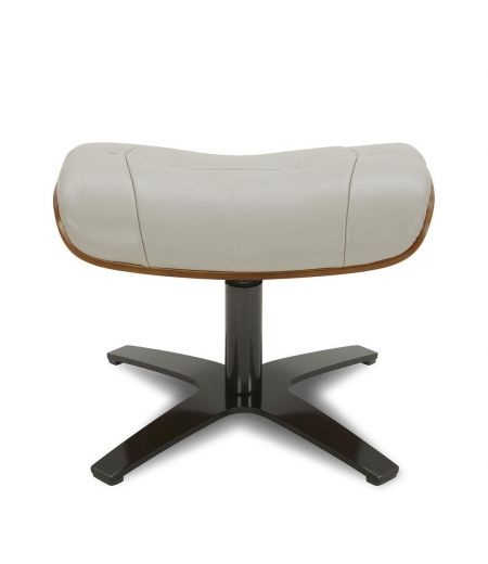 Ensemble fauteuil + pouf cuir et chêne naturel - Naos