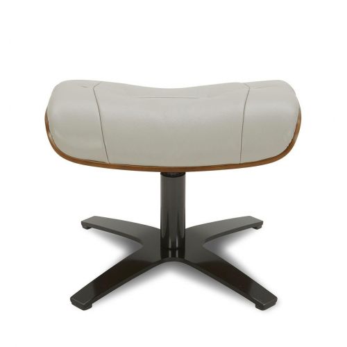 Ensemble fauteuil + pouf cuir et chêne naturel - Naos