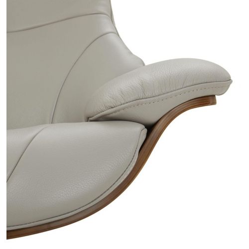 Ensemble fauteuil + pouf cuir et chêne naturel - Naos