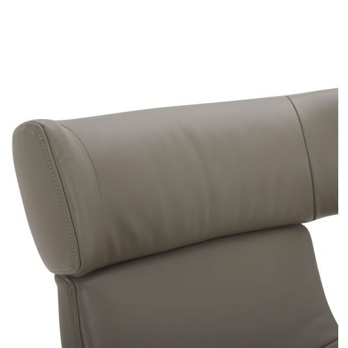 Ensemble fauteuil + pouf cuir et chêne naturel - Naos