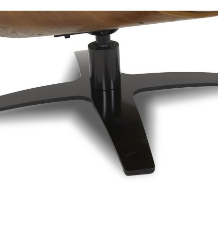 Ensemble fauteuil + pouf cuir et chêne naturel - Naos