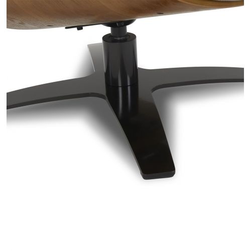 Ensemble fauteuil + pouf cuir et chêne naturel - Naos