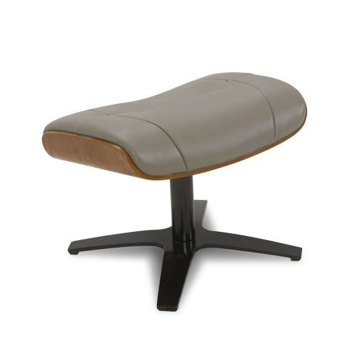 Ensemble fauteuil + pouf cuir et chêne naturel - Naos