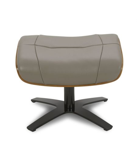 Ensemble fauteuil + pouf cuir et chêne naturel - Naos