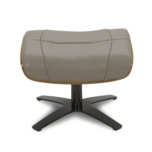 Ensemble fauteuil + pouf cuir et chêne naturel - Naos