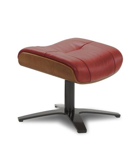 copy of Sillón y puf de piel roja y roble natural - NAOS