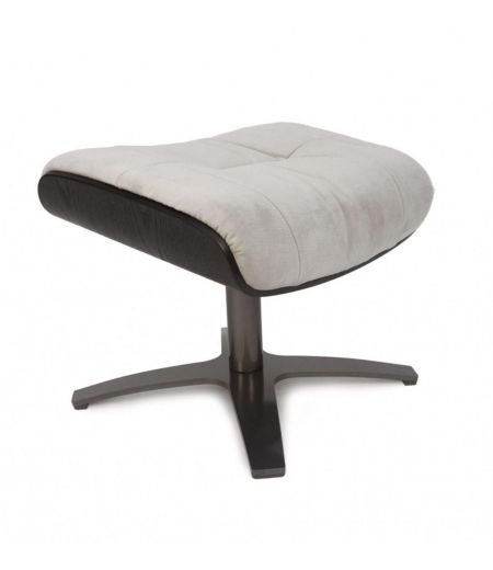 Fauteuil et Pouf relax manuel - Velours et Chêne Noir - VEGA