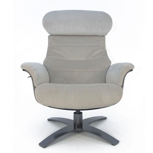 Fauteuil et Pouf relax manuel - Velours et Chêne Noir - VEGA