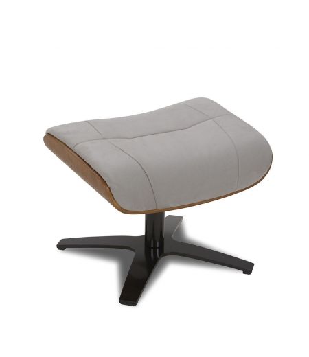 Ensemble Fauteuil + Pouf Microfibre et Chêne Naturel - Naos